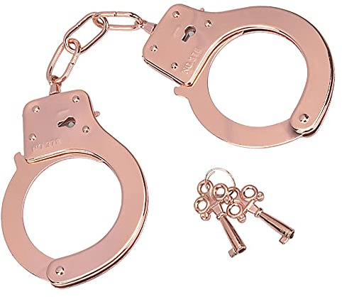 Bedsecret Handcuffs Double Lock Steel Police Edition Professional Grade Handcuffs,Hand Cuffs Cop with Keys-Rose Gold