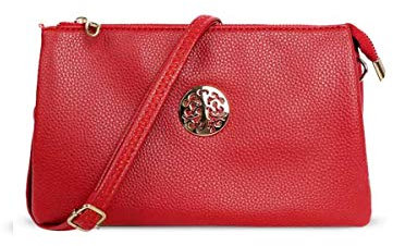 Craze London Women's Large Clutch, Cross Body, Shoulder Bag with Wristlet and Long Adjustable Shoulder Strap (Red)