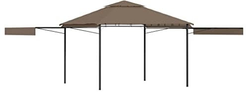 vidaXL Cenador con Techo Extensible Doble Jardín Pérgola Patio Toldo Sombrilla Tienda Carpa Celebraciones Fiesta Gris Taupe 3x3x2,75m 180g/m²