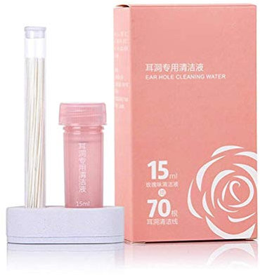 HUSHUI nettoyant d'oreille, nettoyant de Trou de Boucles d'oreilles, Ligne de Nettoyage de Trou d'oreille enlèvement d'odeur Kit de Soin d'oreille Piercing Ensemble de Solutions de Soin d'oreille