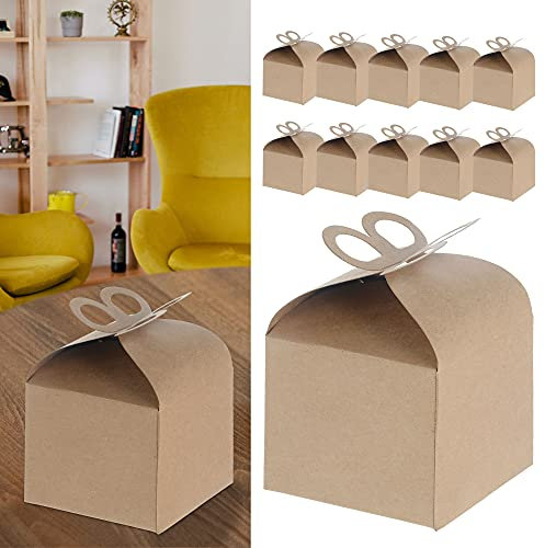 Geschenbox 12er Set naturfarben │ Schachtel faltbar 9x9x8cm │ Box aus Pappe zum Beschriften für Geschenke