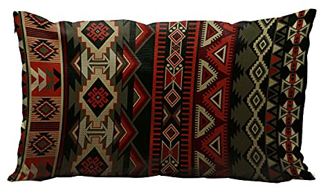 Wozukia Geometrischer dekorativer Überwurf-Kissenbezug, Indianer-Design, Navajo, mexikanisches Motiv, Azteken-Ornament, Lendenkissenbezüge, Heimstuhl, 30.5 x 50.8 cm, Baumwoll-Leinen-Kissenbezüge