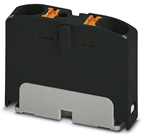 PHOENIX CONTACT PTFIX 2X4 BK Verteilerblock, 0.2mm² - 6 mm² Querschnitt, 6.2 mm Breite, 21.7mm Höhe, 2 Anzahl der Anschlüsse, Schwarz, 50 Stück