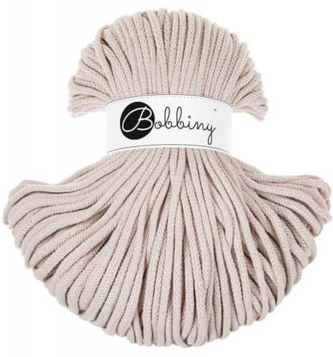 Bobbiny Makramee-Flechtkordel, 5 mm, 100 m, Blassrosa (Nude)