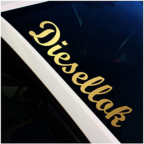 Finest Folia Frontscheibenaufkleber Schriftzug Diesellok Aufkleber für Windschutzscheibe Heckscheibe Frontscheibe Auto Fahrzeug Dekor Sticker FS123 (Gold Metallic, Außenklebend)