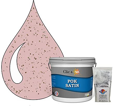 POK PAILLETTE : Peinture de Finition Acrylique Effet Pailleté Murs Intérieurs 2,5L - Rose Moyen