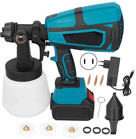 Pistola a Spruzzo Per Vernice Senza Fili, Pistola a Spruzzo Elettrica Senza Fili Batteria Al Litio Elettrica Da 21 V Ricaricabile 1000 Ml 100-240 V(110-240v (wide Voltage))