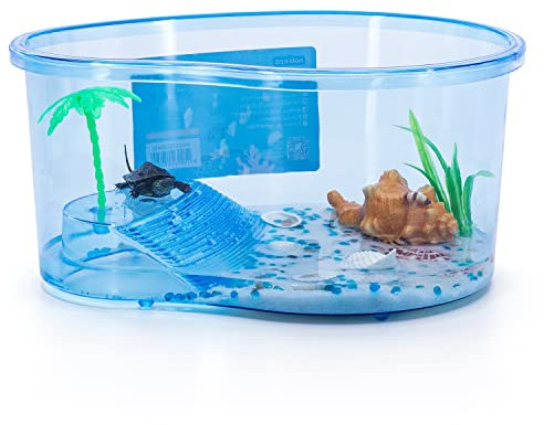 Nobleza - Schildkröten-Aquarium mit Palme, Kunststoff-Terrarium, L26.5*W20*H12.5CM