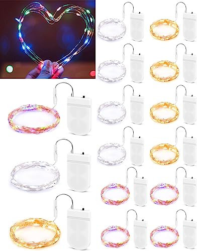 ERKOON LED String Light, 15pcs Battery Fairy Lights Battery Lights, 2M/20 LED Indoor Outdoor Fairy Lights Battery Operated for DIY Starry Firefly String Lights for Bedroom, Christmas, Party(3 Colors)