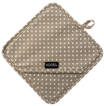 Koala Spain Topflappen mit Silikon, hitzebeständig, mit Grifftasche, gepunktetes Design, Beige, recycelte Baumwolle