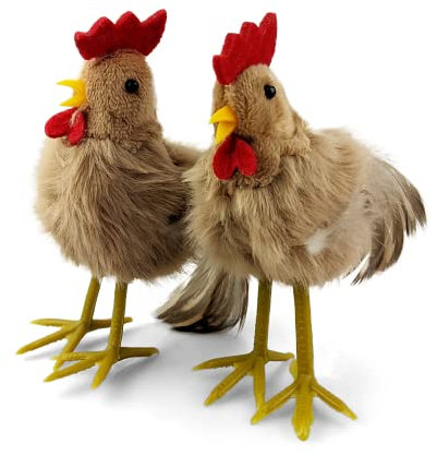 Netuno 2X Deko-Oster-Hahn Braun Oster-Dekoration Deko-Figur Hausdeko Ostern Tischdeko für Ostern Frühling Tierfigur Plüschtier Kunststoff Kuscheltier Ostergeschenk Spielzeug Hahn Deko Huhn