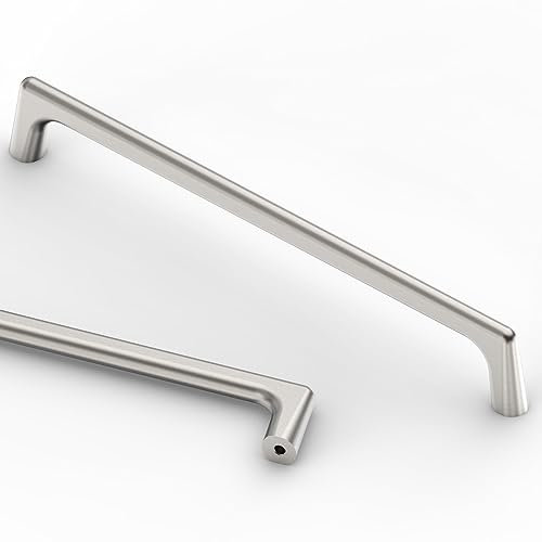 9BUILD 10 Pack Cabinet Handles - 192mm Satin Nickel Brushed Zinc Alloy Kitchen Cupboard & Drawer Handles EU0019