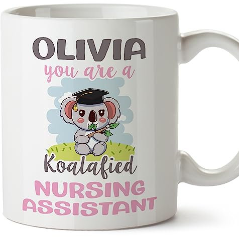 MUGFFINS Tazas Personalizadas para AUXILIAR DE ENFERMERÍA - En Inglés - Custom Koalafied - 11 oz / 330 ml - Regalo Personalizable original y divertido