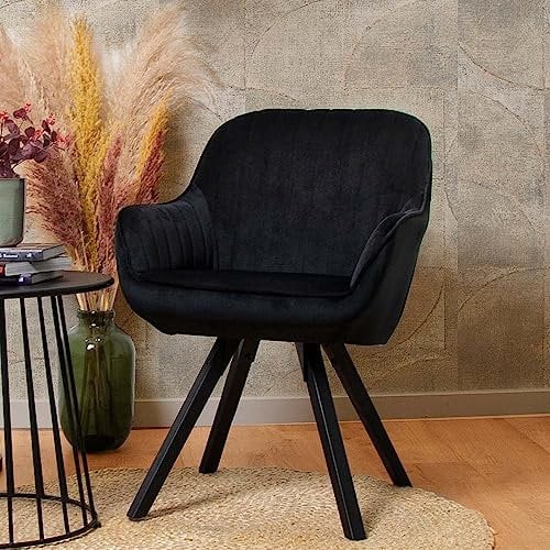 Milton & Oldbrook Samt Esszimmerstuhl Madrid drehbar schwarz