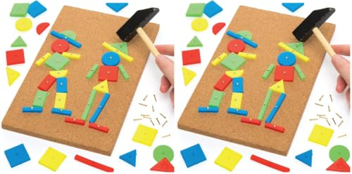 Baker Ross Jeu de Marteau et Clous (L'unité) - Loisirs créatifs pour Enfants, Coloris Assortis, 22 cm (Lot de 2)