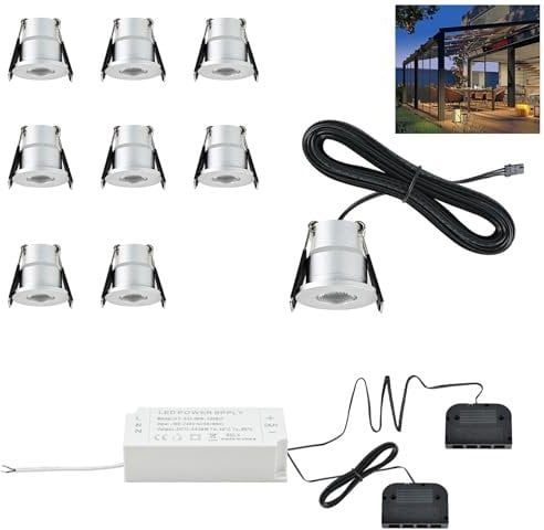 Mini LED Spot Einbaustrahler 12V 3W Terrassenbeleuchtung Außen IP65 Einbaustrahler Aussen 2700K/4000K/5000K, Deckenspots Mit Trafo, Einbauleuchte Einbauspot Aluminium für Bad,Terrassendach, 8er Set