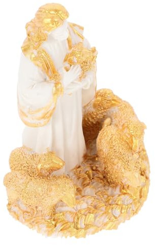 DRESSOOS Jesus, der Hirte, Figur Weihnachtskrippe Jesus schreibtischdeko Schreibtisch Dekoration Minicomputer Desktop Figuren Wohnkultur katholische Figur Esstisch Lamm Rasen Skulptur Baby