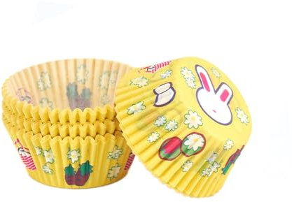 Forros de papel para cupcakes de conejo amarillo de Pascua, moldes para hornear magdalenas, envoltorios para cupcakes, pasteles, chocolate, dulces, suministros para fiestas de cumpleaños de primavera