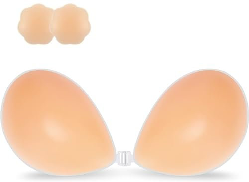 Ronronner Sujetador Invisible de Silicona, Sujetador Push up Sexy,Sujetador Adhesivo sin Tirantes,Uso en Vestido de Boda, Vestido de Noche, Festivales para Mujer Sostén Cómodo Reutilizable