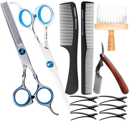 Friseur Komplettset: Snippex Friseurschere 6.0, CARBON ANTISTATISCH 06923, TONI&GUY CARBON ANTISTATISCHER KAMM 06819, Snippex Rasiermesser 129 Holz, Friseurbürste Schweinehals, weißes Haar