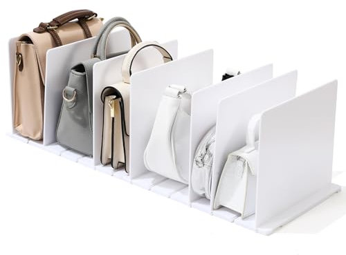 TaoQ C 8 Stück Tasche Geldbörse Organizer für Schrank, Verstellbarer Regalteiler für Schrank, Handtasche Regalteiler Acryl Handtasche Separatoren für Schlafzimmer Schränke Bücherregal, Weiß