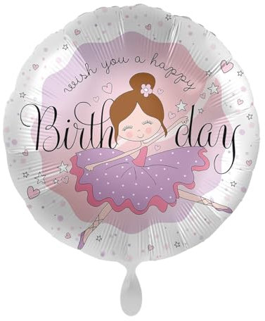 Folienballon Ballerina Geburtstag kleine Tänzerin Ballon Happy Birthday Mädchen Geburtstag Geschenk Luftballon Tanzen, Made in EU, Helium geeignet, ca. 35cm