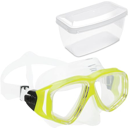 Sea-Lion Tauchmaske Schwarz, Einsteiger-Taucherbrille | Einsteiger-Taucherbrille mit stoßfestem Polycarbonat-Rahmen, verstellbarem Silikon-Kopfriemen, kratzfestem Glas, bis 30 m