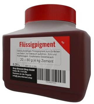 Grey Element Shop Flüssigpigment Farbe Rot 250ml – Hochkonzentrierte Pigmentdispersion für Beton, Harz, Gips, Wandfarbe & mehr – Universelle Farbpaste für Innen & Außen