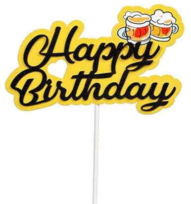 Beer Mug Happy Birthday Cake Toppers Cheers Beer Mug Beer Theme Beer Party Decorations Supplies