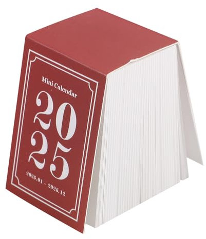 Tofficu 1 Buch Miniatur-Tischkalender 2025 Abreiß-Tageskalender Notizblock- 365 Tages-Desktop- Zeitmesser- Für Das Heimbüro Rot