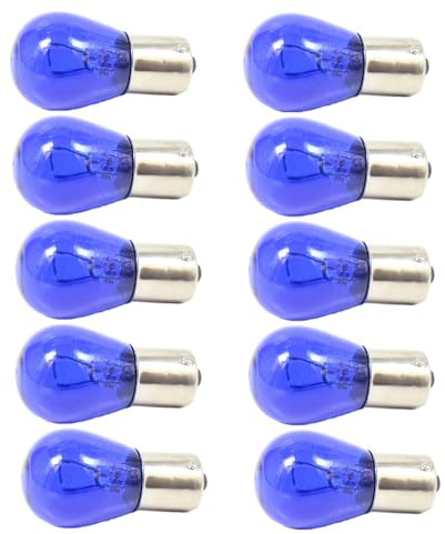 ShuoHui 10x 12V 21W BA15s Indicator Ball Lamp Blau Blinkerbirne Blinkerbirnen Glühbirne orange Blau 1156 P21W (Blau)