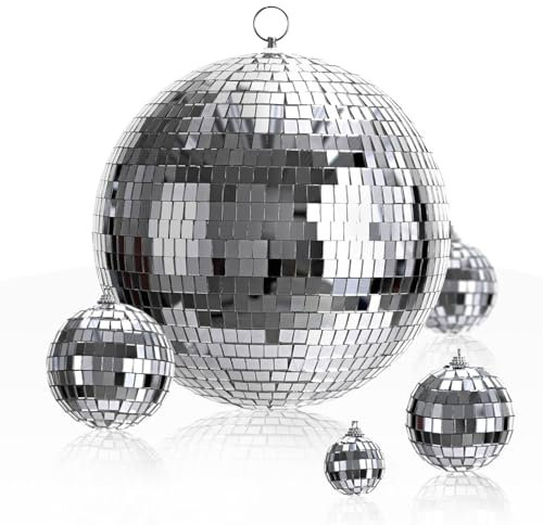 Rotating Silver Disco Ball Mirror Ball Dj Lights Reflective Colourful Mirror Ball for Window Decoration Wedding Stage Home Christmas Holiday Party