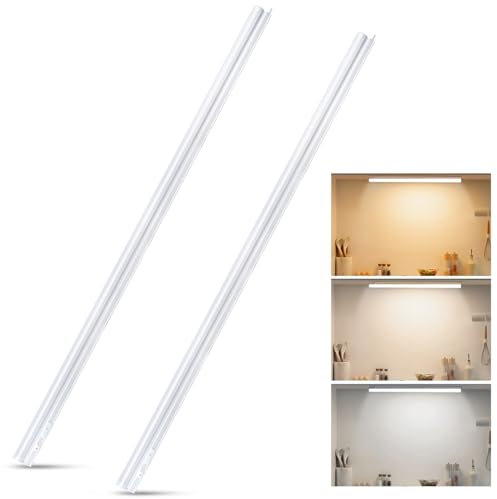 Aigostar Luz LED Cocina con Interruptor 18W Luces Armarios, 3000K/4000K/6500K, 230V Regleta LED Bajo Armarios para Cocina, Vestidor, Armario 1178 * 34 * 23mm, 2 pcs
