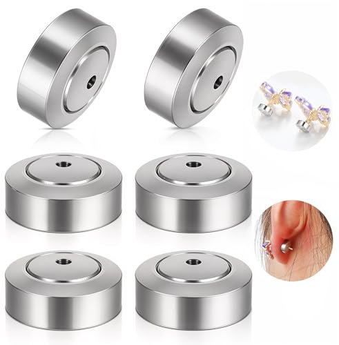 Aiyorse 6 Stück Ohrring Verschluss Rund Ohrstöpsel Edelstahl,Ersatz Ohrringverschlüsse Universal Hypoallergen Flacher Verschluss für Ohrstecker,Hypoallergene Ohrstecker mit Flacher Rückseite-Silber