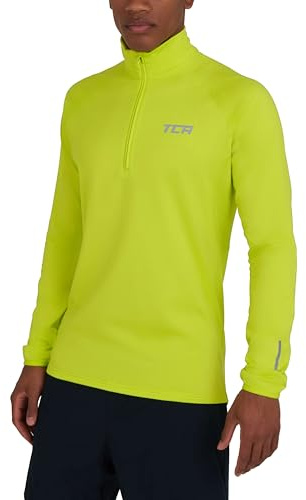 TCA Herren Winter Run Langarm Laufshirt mit Reißverschluss - Licht Grün, M