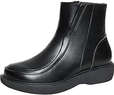 Stivali alla con Cerniera in Pelle Spessa con Fondo, Taglie Forti, Stivali da Donna Stivali Anfibi Donna Calosce Donna Rosa (Black, 40)