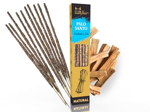 LUXflair Räucherstäbchen Natural PALO Santo, Glimmdauer ca. 45min, 100% natürlich mit grobgemahlenen Rohstoffen, vegan & tierversuchsfrei, Palo Santo
