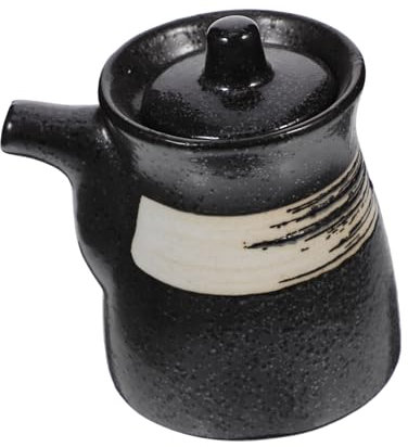 WATIIFUFU Pot De Sauce Soja Pot De Vinaigre Grès Sauce Soja Japonaise Bouteille D'huile De Vinaigre Support De Distributeur De Condiments Récipient à Céramique Blanche