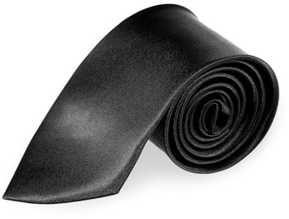 JIEYAO Krawatte Herren, Schmale Krawatten 8cm Solide Satin Tie Elegante Krawatte Für Männer Klassische Formelle Krawatte Für Hochzeit Party Business Büro Einfarbig (Schwarz)