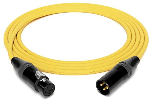 enoaudio Mogami 2534 Quad Professionel Studio Câble microphone symétrique | Neutrik Gold XLR femelle – XLR mâle | HiFi, jaune, 3 m