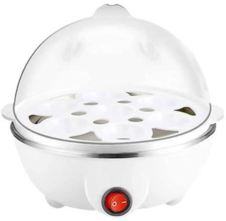XUEZHEN Egg Boiler,Egg Poacher Electric Boiled Egg Cooker Boiler Maker Rapid Heating Stainless Steel Steamer Pan Cooking Tool(White AC220V)