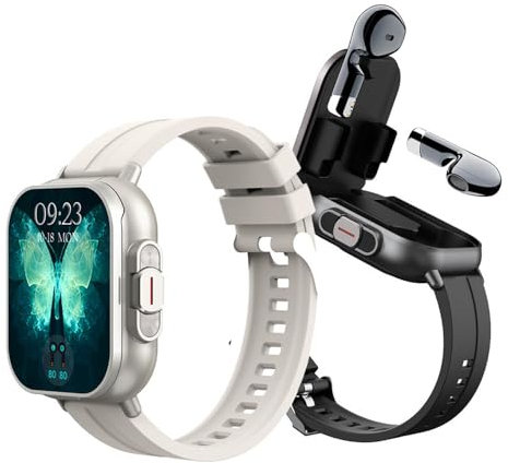 Yunir Montre Intelligente avec écouteurs, Montre Intelligente HD 2,01 avec Suivi de la santé et de la Forme Physique pour Hommes et Femmes (répondre/Passer des appels) Montre de