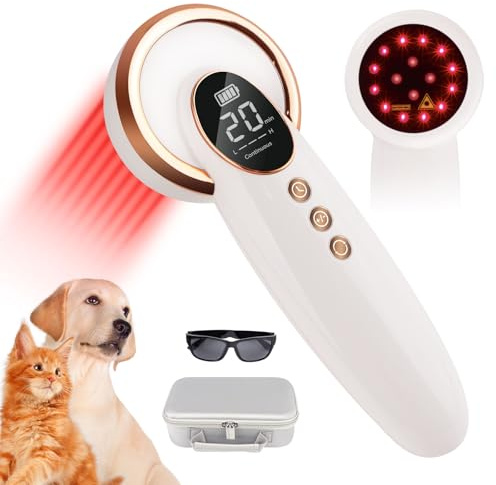 Kaltlaser-Therapiegerät, Mensch/Haustier Handheld-Rotlicht-Therapie zur Schmerzlinderung & Verbesserung der natürlichen Heilung, Infrarot-Lichtgerät mit tragbarem Koffer, 12pcs 650nm & 4Pcs 808nm