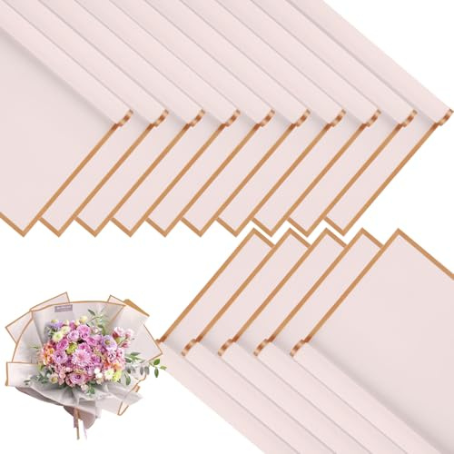 Blumenpapier, 20 Blatt 56x56cm Blumenstrauß Papier Wasserdicht,Rosa | Bouquet Blumenstrauss Geschenk Papier, Blumen Verpackungsmaterialien für Hochzeit,Geburtstag DIY,Geschenkboxen Schmücken