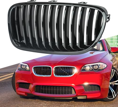 REINKO Nieren Grill passend für BMW 5er F10 F11 Limousine Touring 2009-2016 Einzelsteg glanz schwarz Klavierschwarz