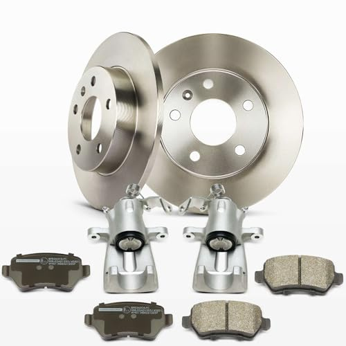 Frankberg 2x Bremssattel + 2x Bremsscheiben + 4x Bremsbeläge Hinterachse | Hinterachse, 93168711; Kompatibel mit Astra Klasseic A04, Astra G Klasseic T98, Combo Tour, Astra G Caravan T98