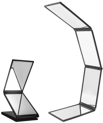 Oykrueats 360 Grad Spiegel,Vier-Wege-Spiegel,Tragbarer Makeup Klappspiegel,Schwarz Faltbarer Schminkspiegel,Kosmetikspiegel,Multi Angle Folding Mirror,für Make-Up,Reparatur von Frisuren