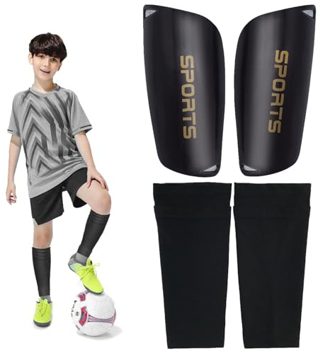 LIUYIDM 4 Stück Schienbeinschoner Fußball Mit Knöchelschutz, Jugendliche Shin Guards, Ausrutschen Einstecken Wadenärmel für Jungen und Mädchen Schutz Socken Set