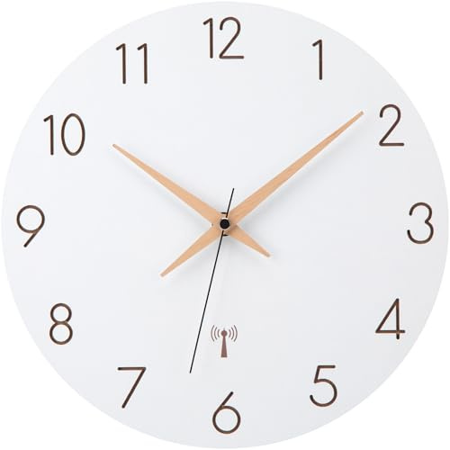 Warminn Funkuhr MDF Holz Wanduhr Ohne TickgeräUsche Lautlos 30cm Quarz Batterie Groß Einfach zu Lesen für Zimmer Zuhause KüChe Schlafzimmer Büro Schule