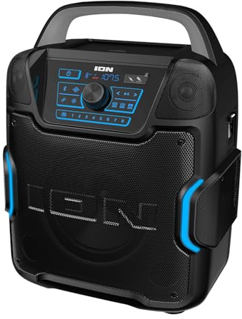 ION Sport 320-200 Watt Outdoor Bluetooth Party Speaker with Rechargeable Battery, FM Radio, Lights, USB Charging, App, Omni-Directional Sound